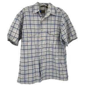 St. John’s Bay White and Blue Plaid Cotton Shirt | Men’s Medium